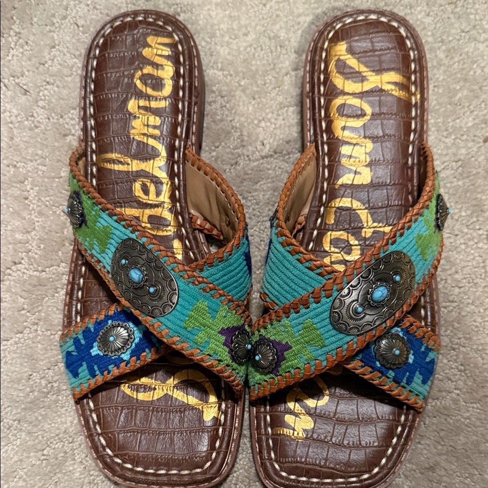 Sam Edelman Brown and Teal Sandals